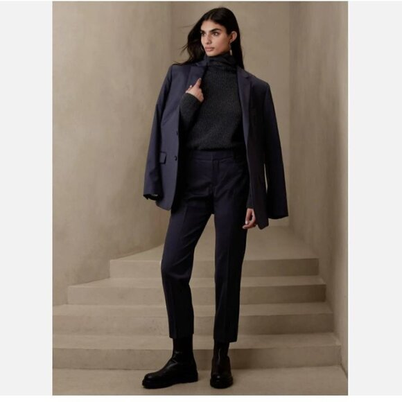 Banana Republic Siena Slim Italian Wool Pants 8 PETITE Navy Blue RT$170 NWT - Picture 4 of 12